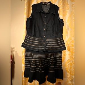 ASHLEY STEWART denim two-piece set 100% cotton Pelham, top and skirt